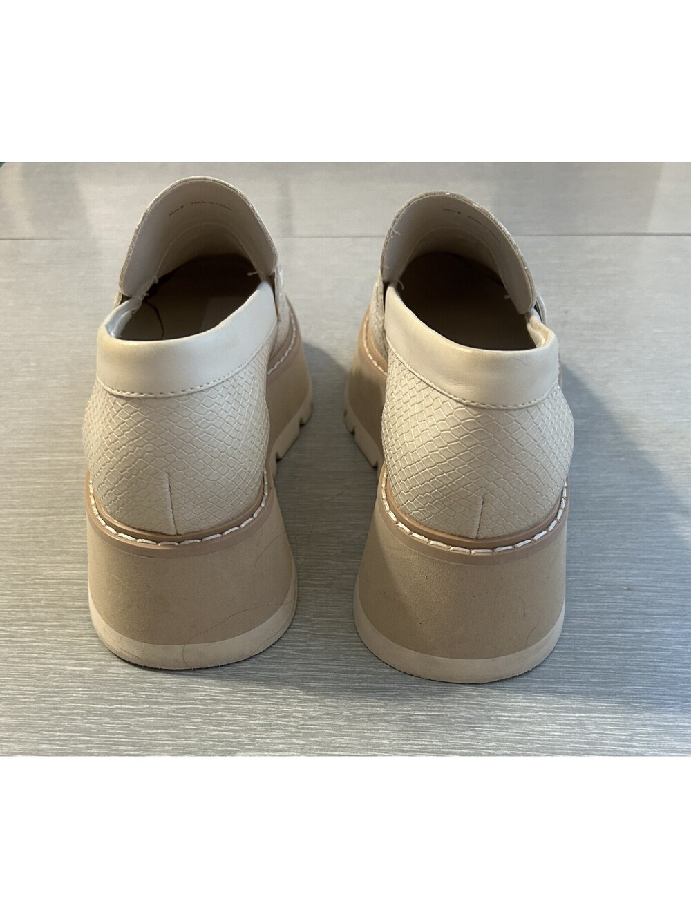 Dolce Vita Tieko Ivory Cream Chunky Lug Sole Slip on Loafers Size 8 --2" heel - Picture 3 of 6